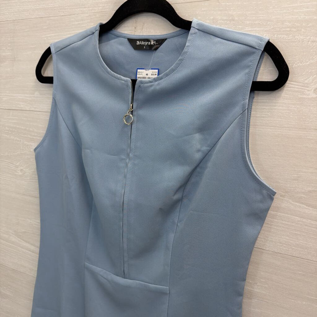 Allegra K Blue Sleeveless Zip Front Dress Small