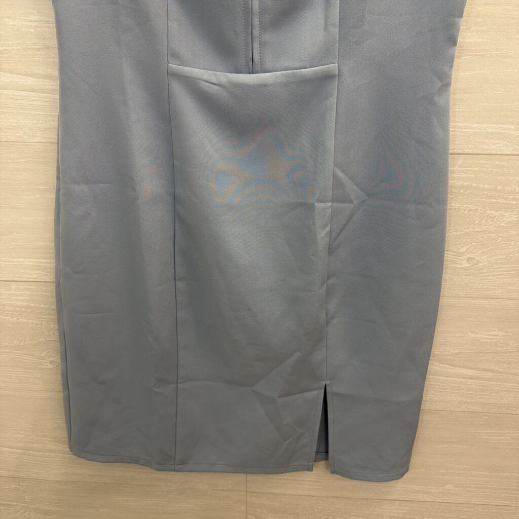 Allegra K Blue Sleeveless Zip Front Dress Small
