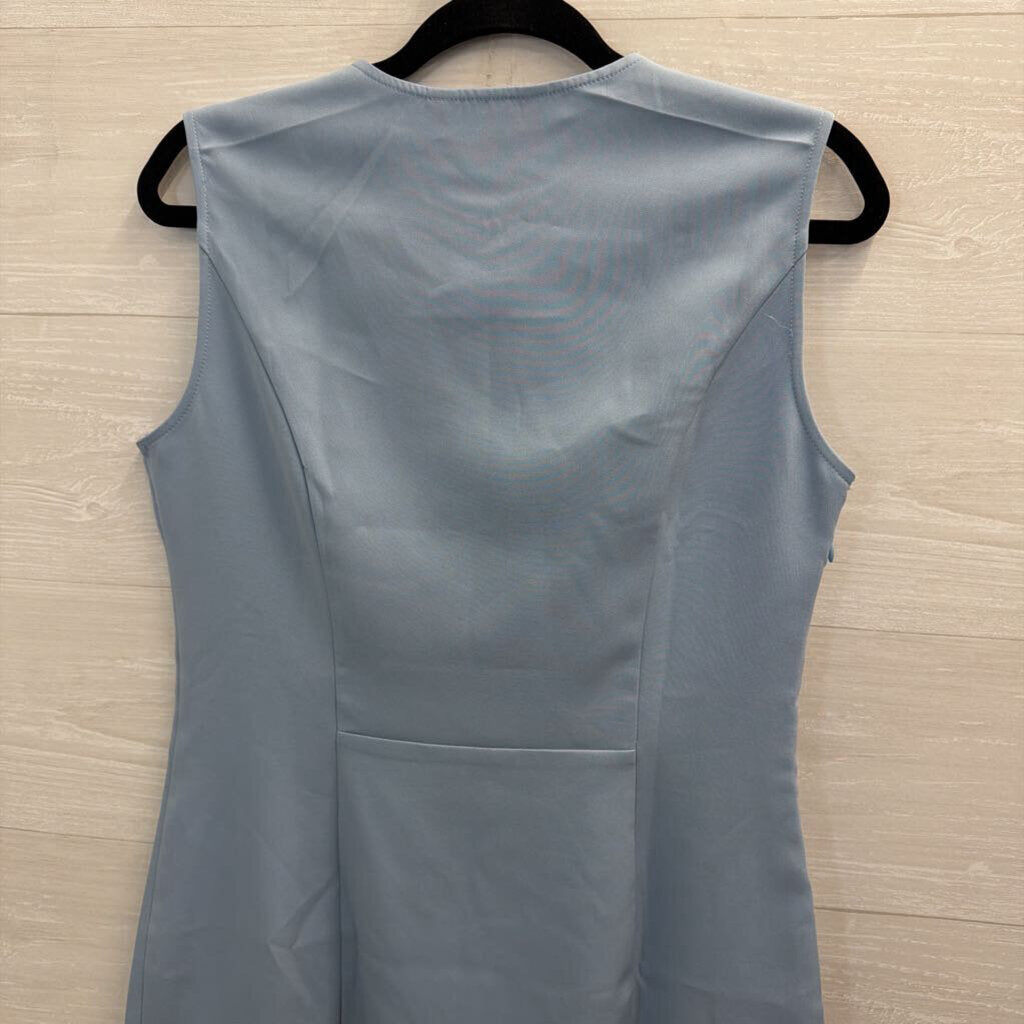 Allegra K Blue Sleeveless Zip Front Dress Small