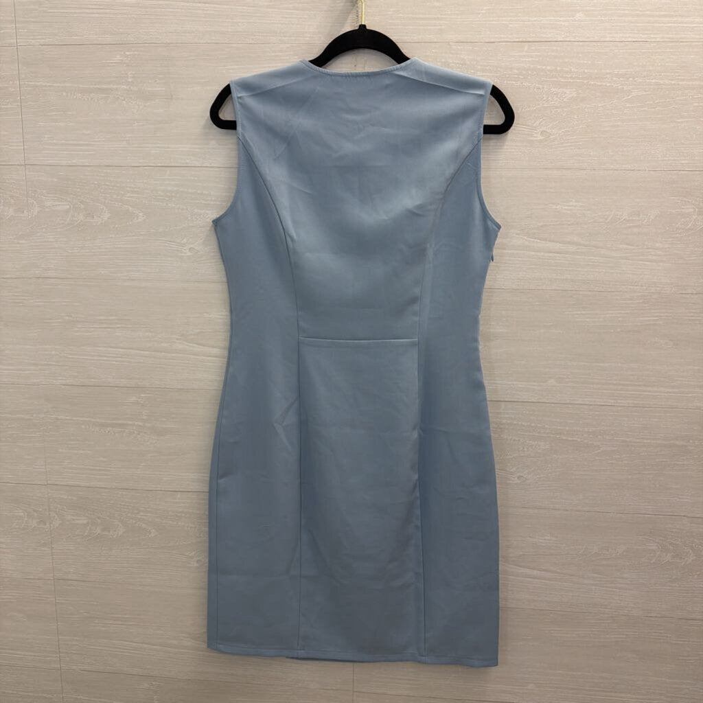 Allegra K Blue Sleeveless Zip Front Dress Small