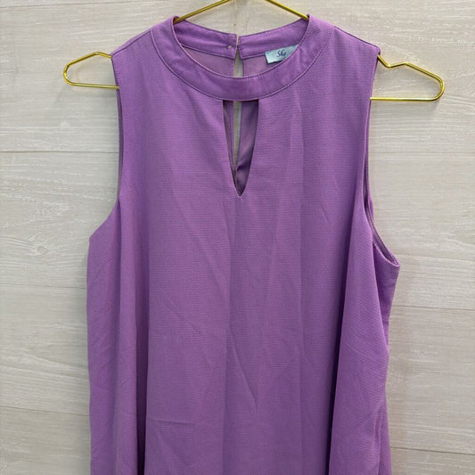 She and Sky Purple High Neck Sleeveless Dress Small