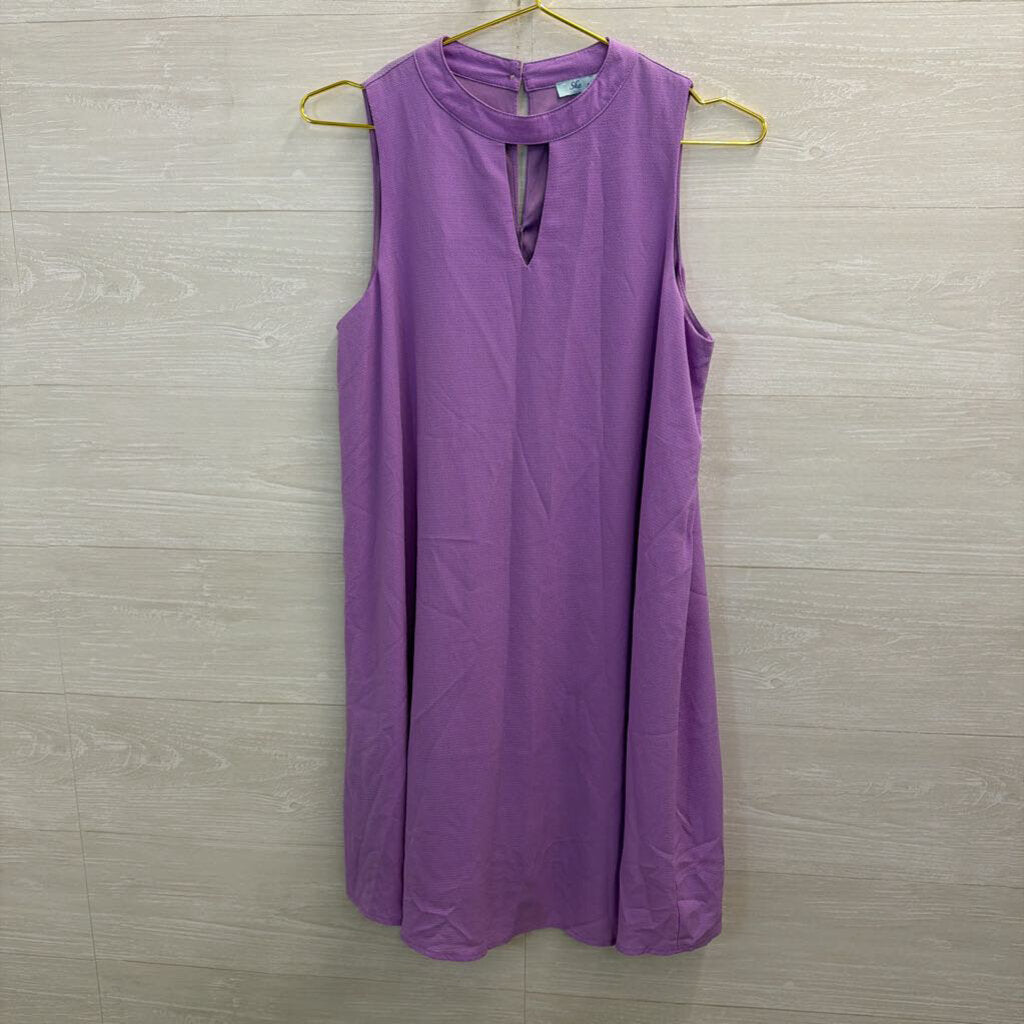She and Sky Purple High Neck Sleeveless Dress Small