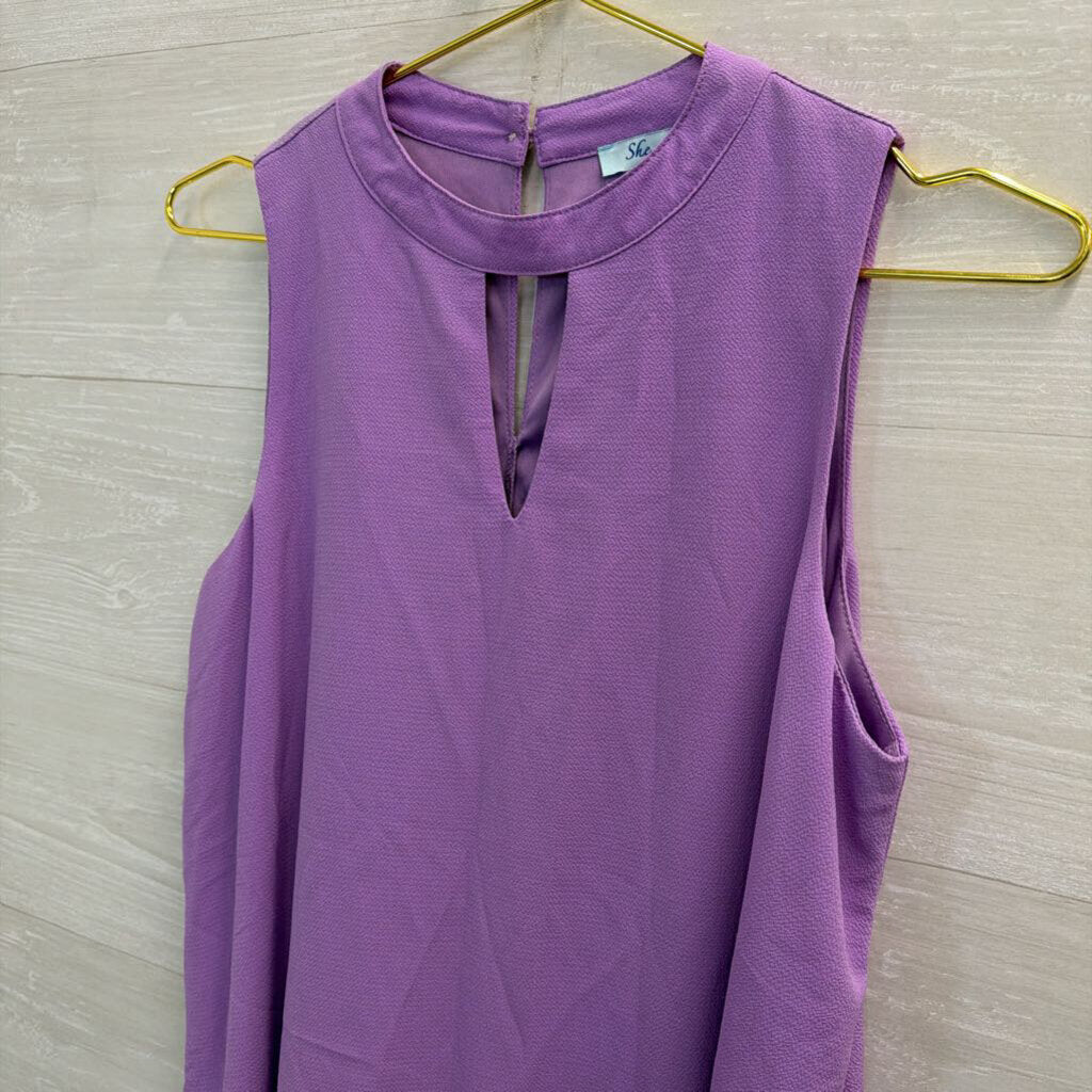 She and Sky Purple High Neck Sleeveless Dress Small