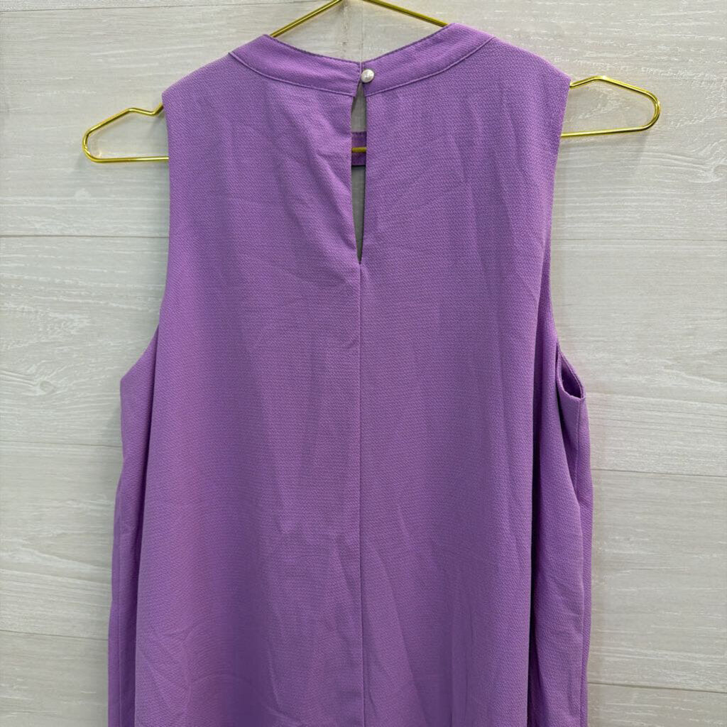 She and Sky Purple High Neck Sleeveless Dress Small