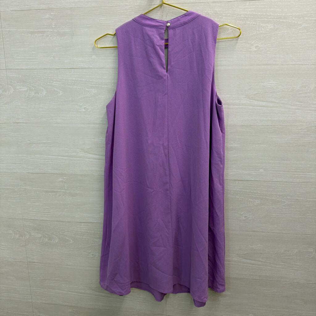 She and Sky Purple High Neck Sleeveless Dress Small