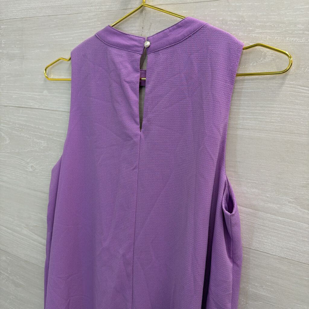 She and Sky Purple High Neck Sleeveless Dress Small