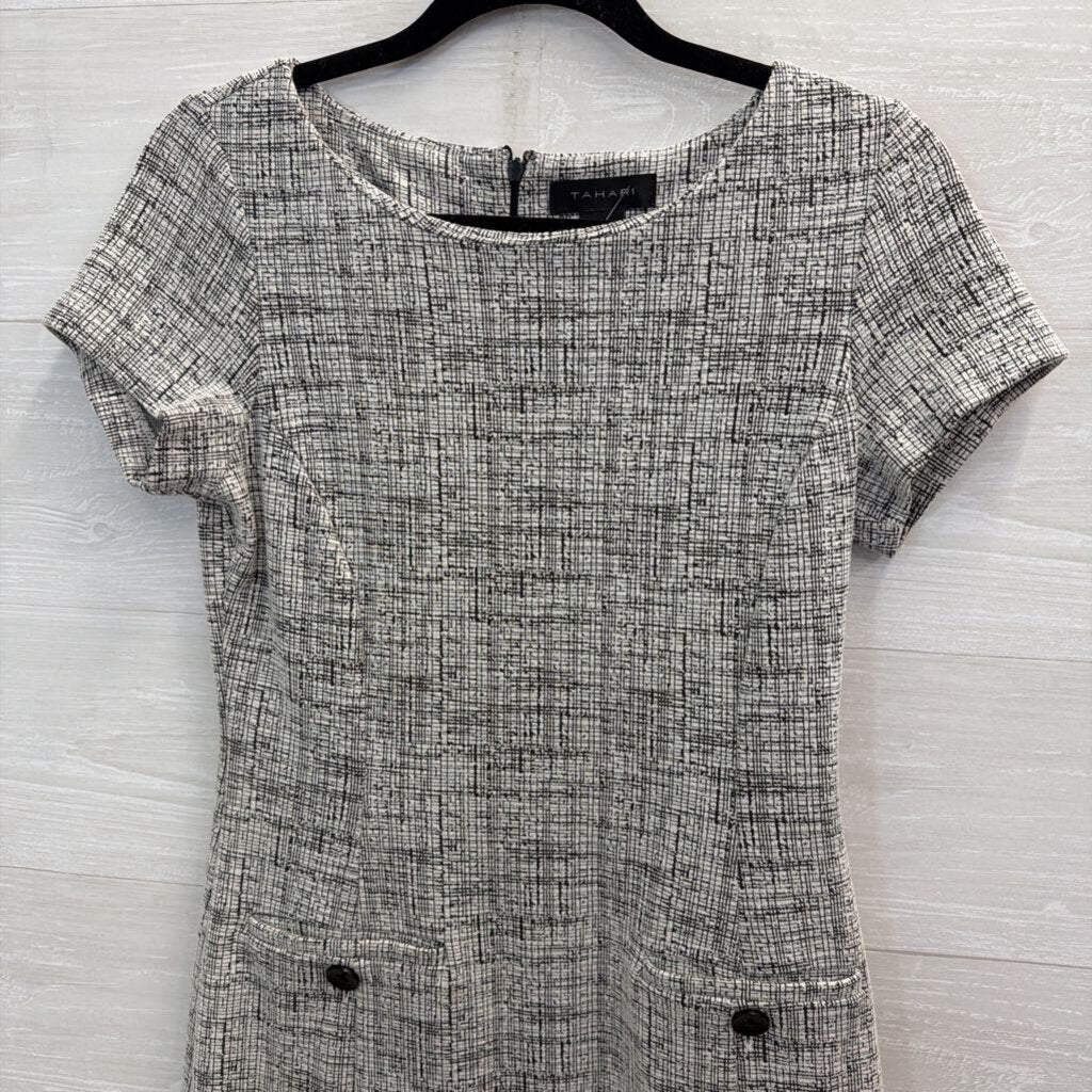 Tahari White/ Black Print Short Sleeve Dress 4