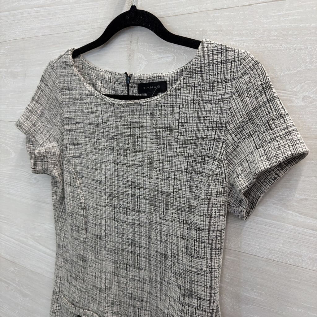Tahari White/ Black Print Short Sleeve Dress 4