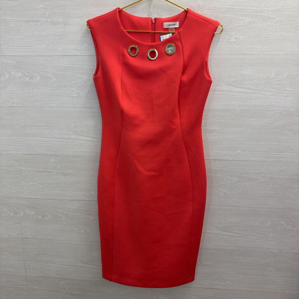 Calvin Klein Salmon Grommet Neck Detail Sleeveless Dress 4