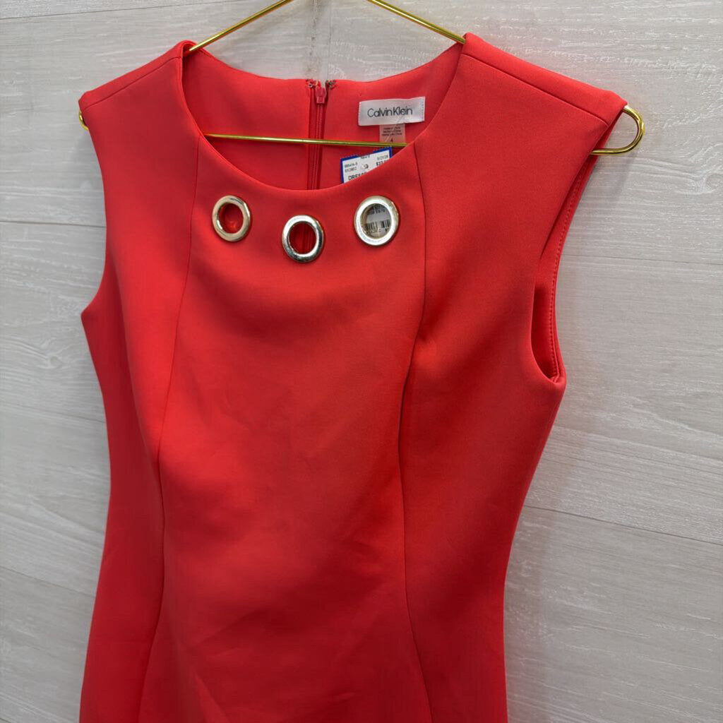 Calvin Klein Salmon Grommet Neck Detail Sleeveless Dress 4