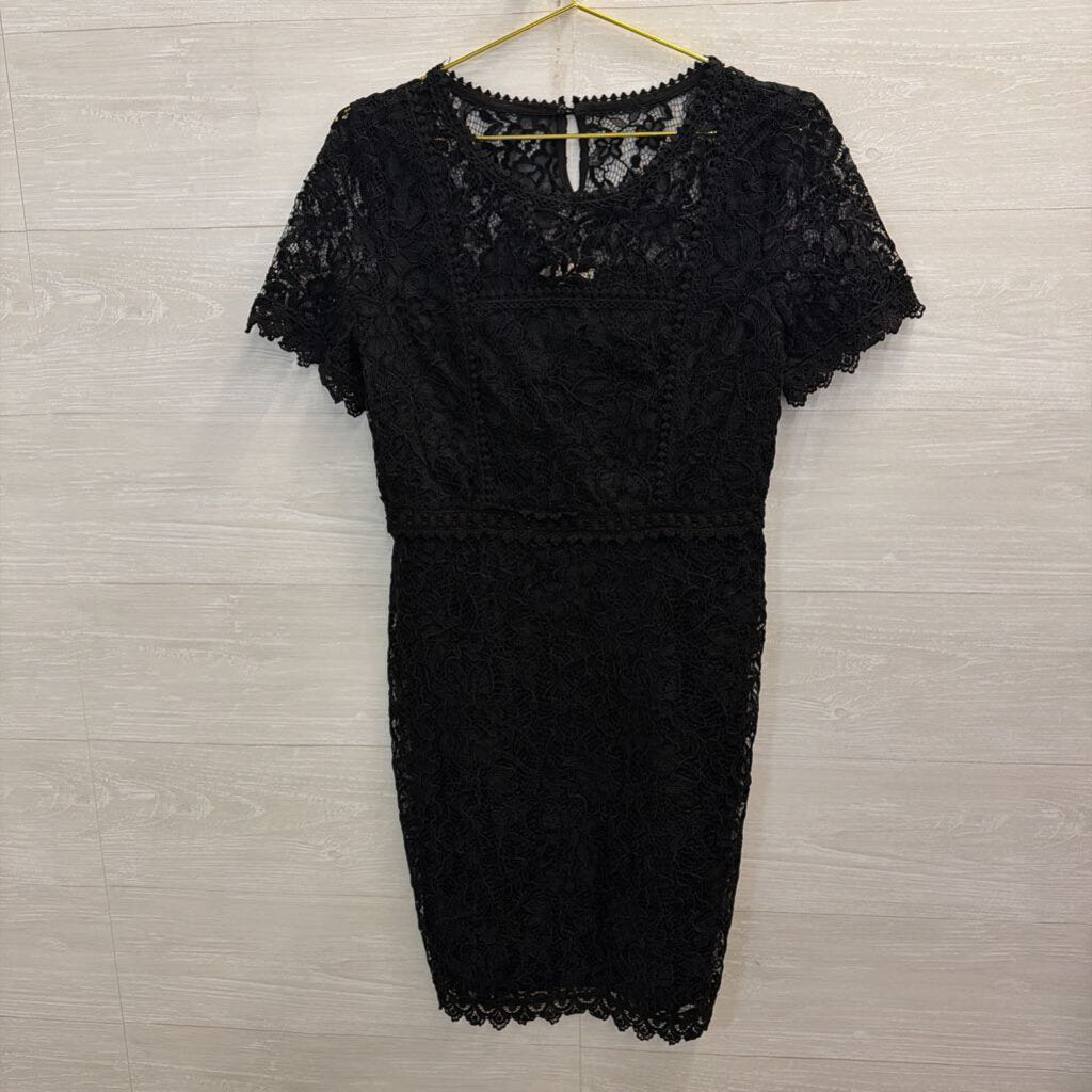 Skies are Blue Black Lace Short Sleeve Dress Small