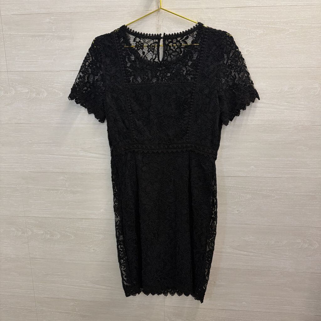 Skies are Blue Black Lace Short Sleeve Dress Small