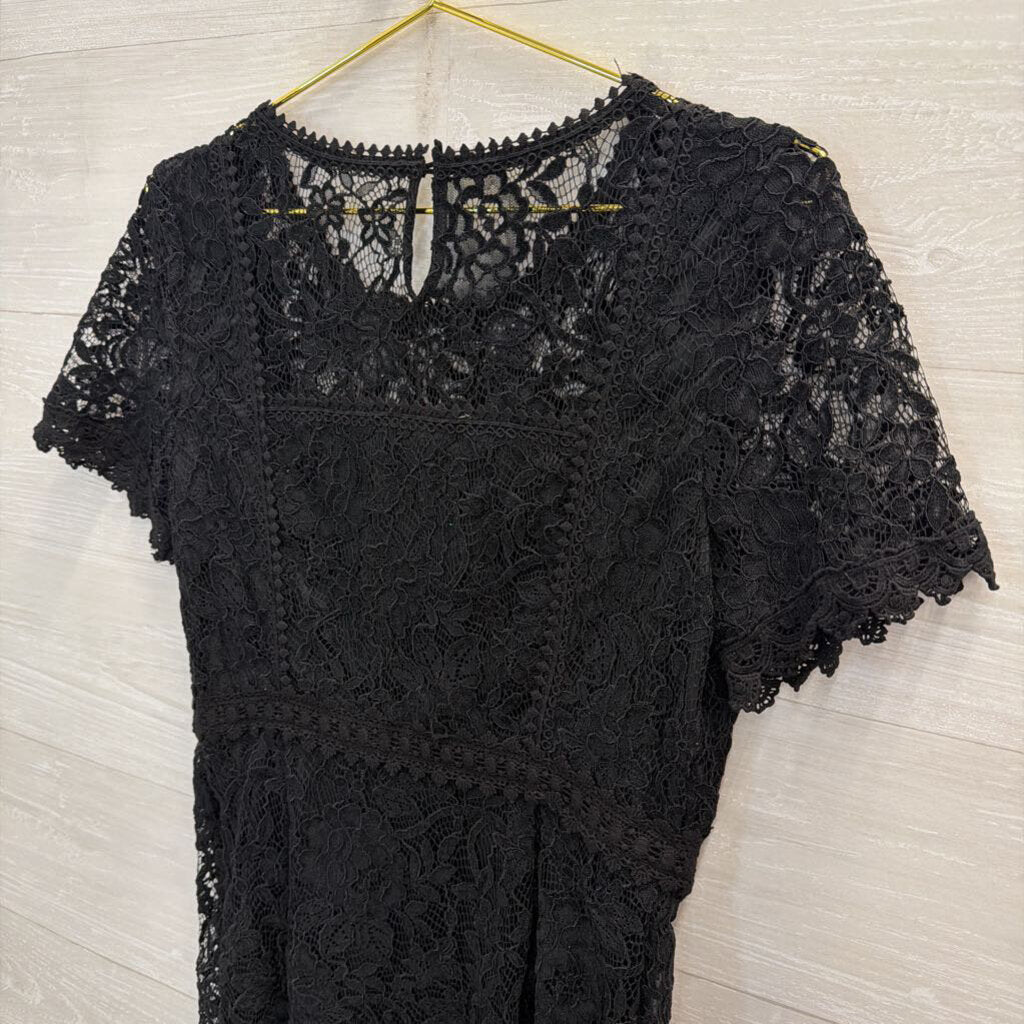 Skies are Blue Black Lace Short Sleeve Dress Small
