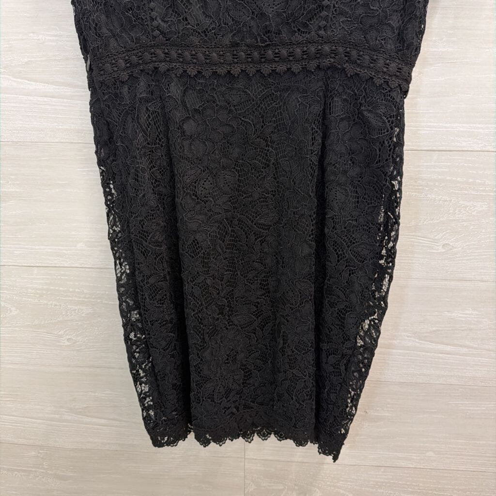 Skies are Blue Black Lace Short Sleeve Dress Small