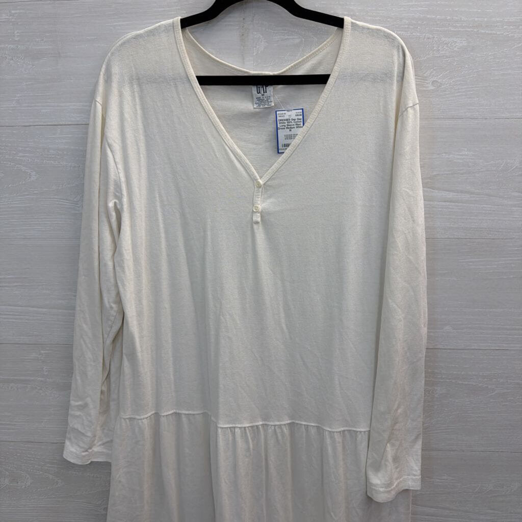 Gap White 100% Cotton Long Sleeve Maxi Dress Medium