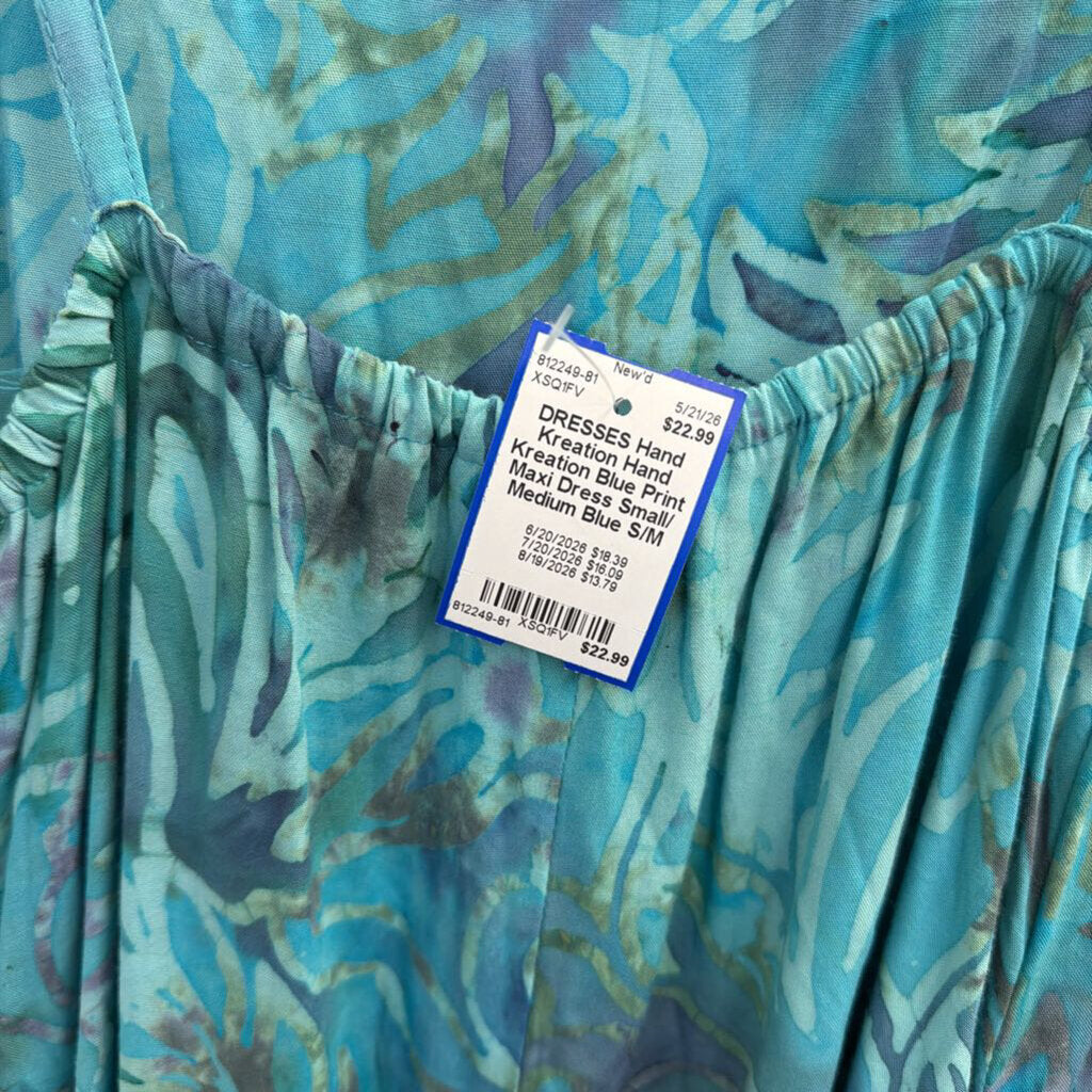 Hand Kreation Blue Print Maxi Dress Small/ Medium