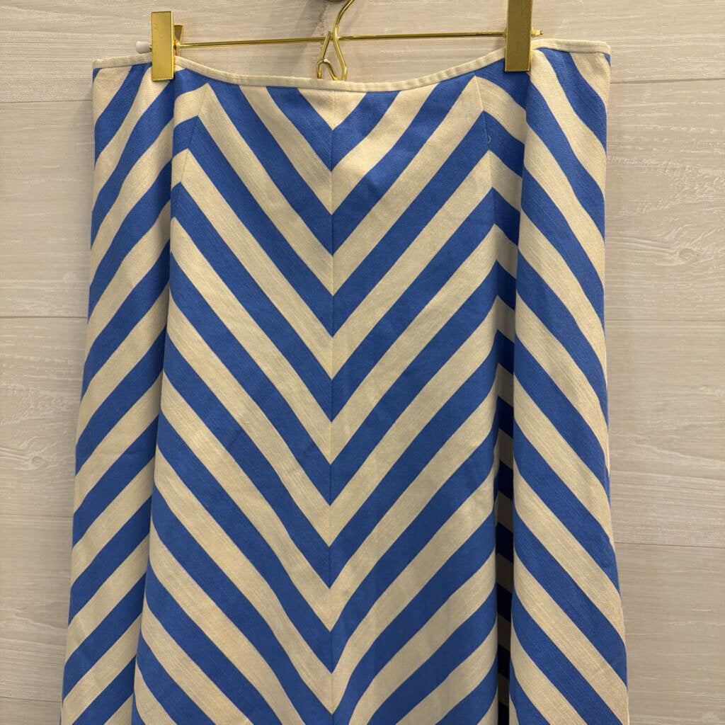 Talbots White/ Blue Print Midi Skirt 10