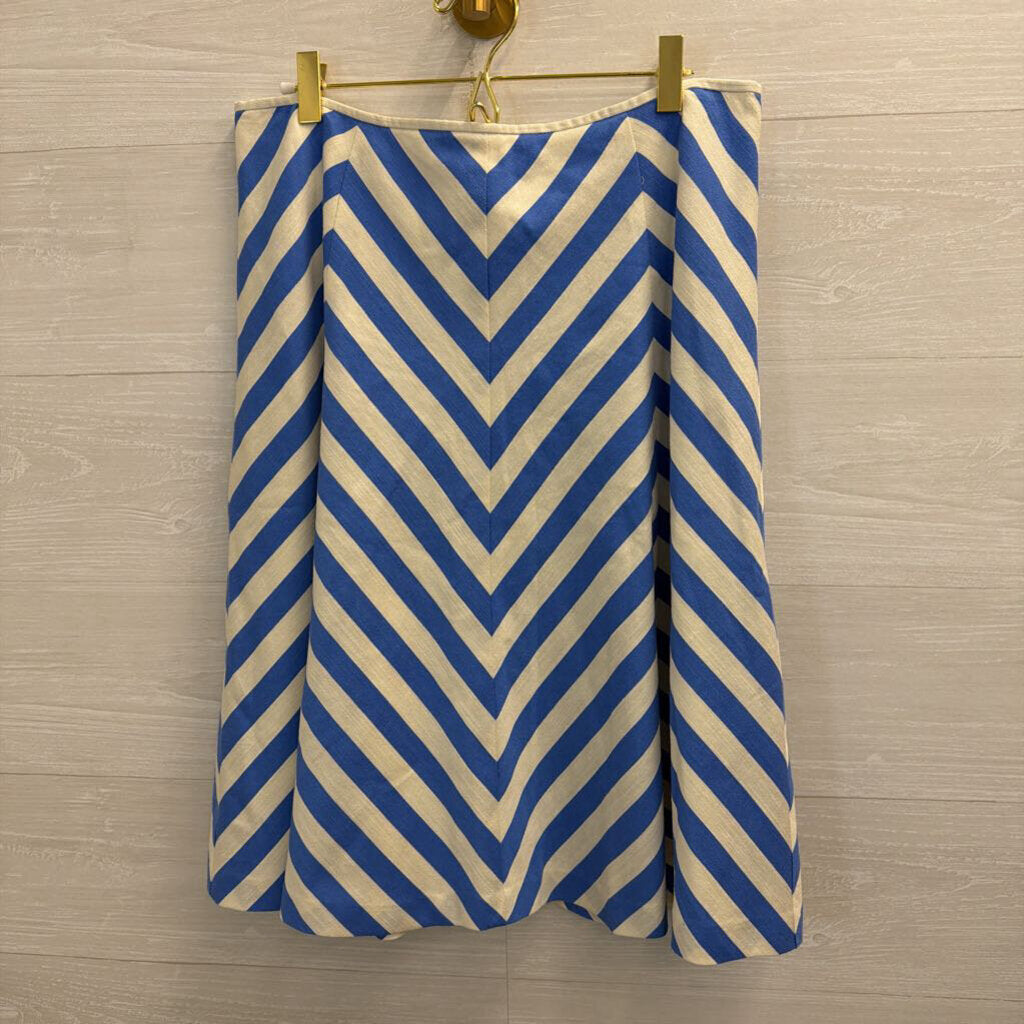 Talbots White/ Blue Print Midi Skirt 10