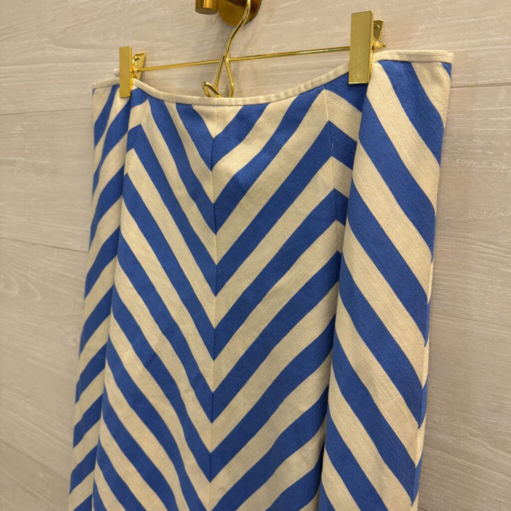 Talbots White/ Blue Print Midi Skirt 10