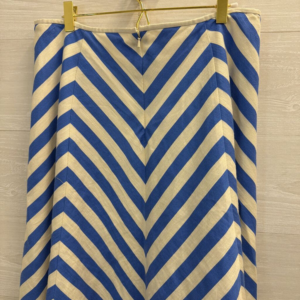 Talbots White/ Blue Print Midi Skirt 10