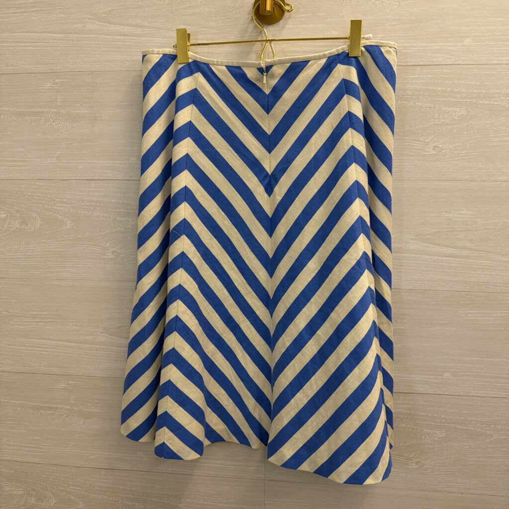 Talbots White/ Blue Print Midi Skirt 10