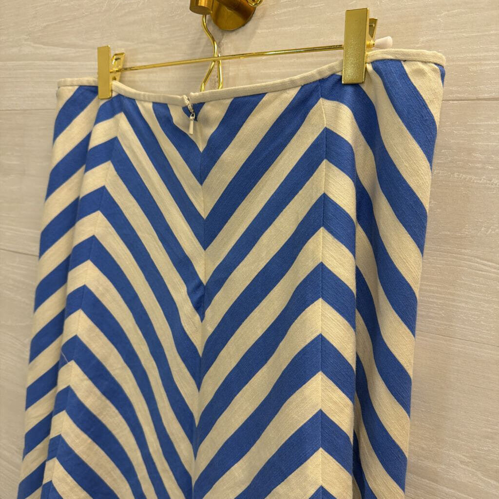 Talbots White/ Blue Print Midi Skirt 10