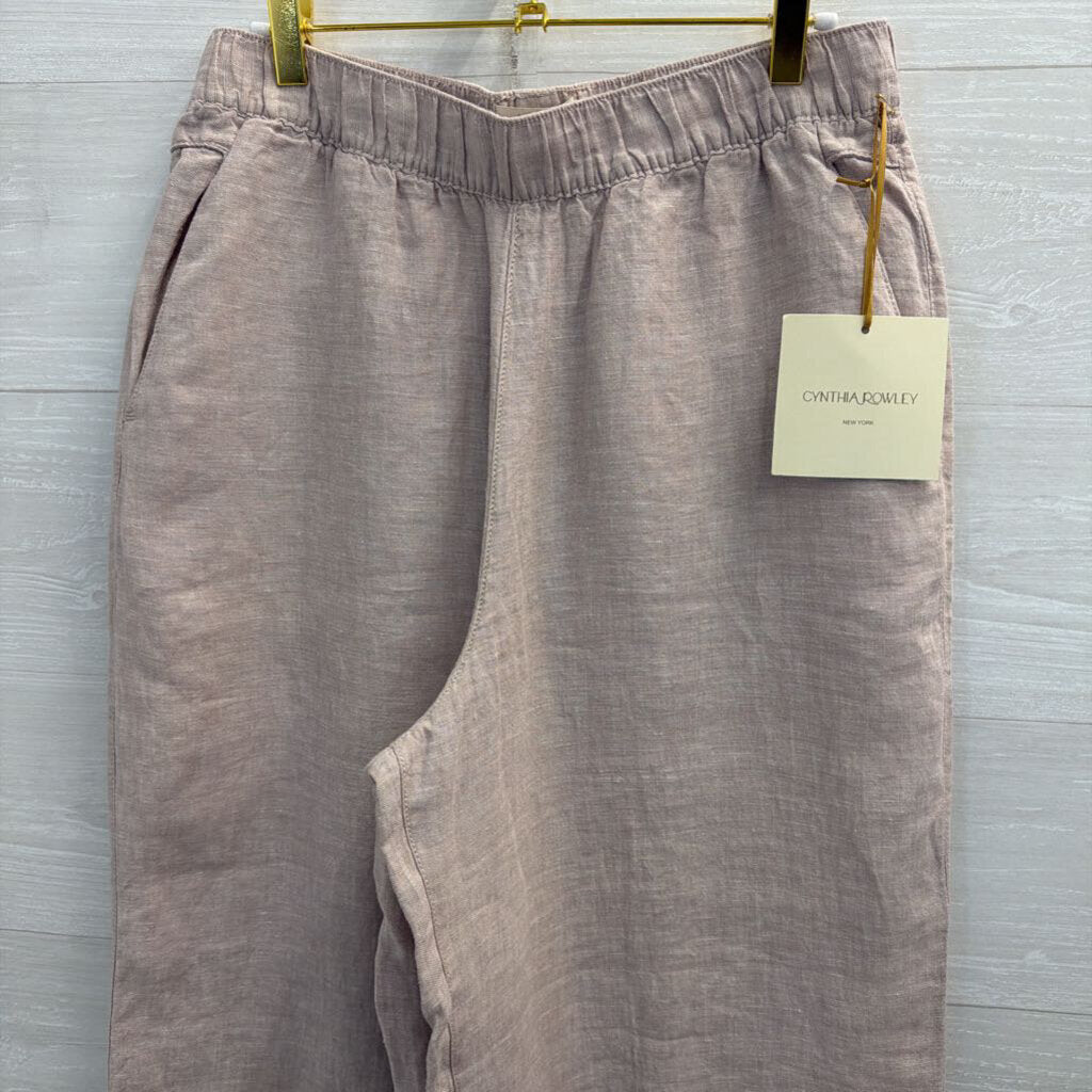 Cynthia Rowley Purple 100% Linen Wide Leg Pull On Pants Large