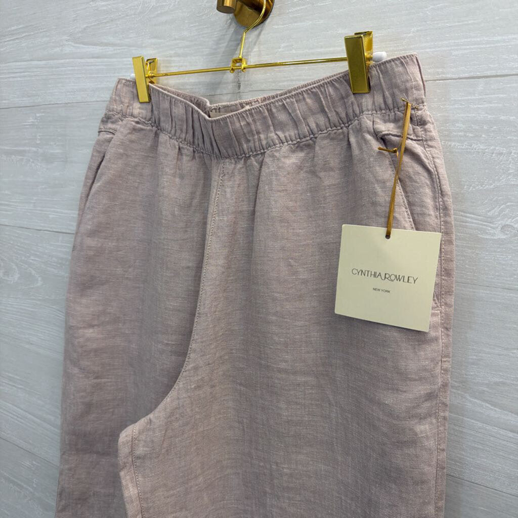 Cynthia Rowley Purple 100% Linen Wide Leg Pull On Pants Large