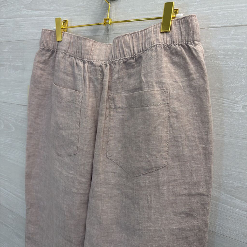 Cynthia Rowley Purple 100% Linen Wide Leg Pull On Pants Large
