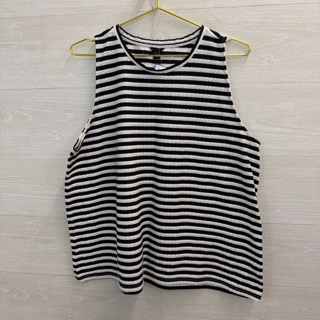 Ann Taylor White/ Black Striped Tank Top Extra Large