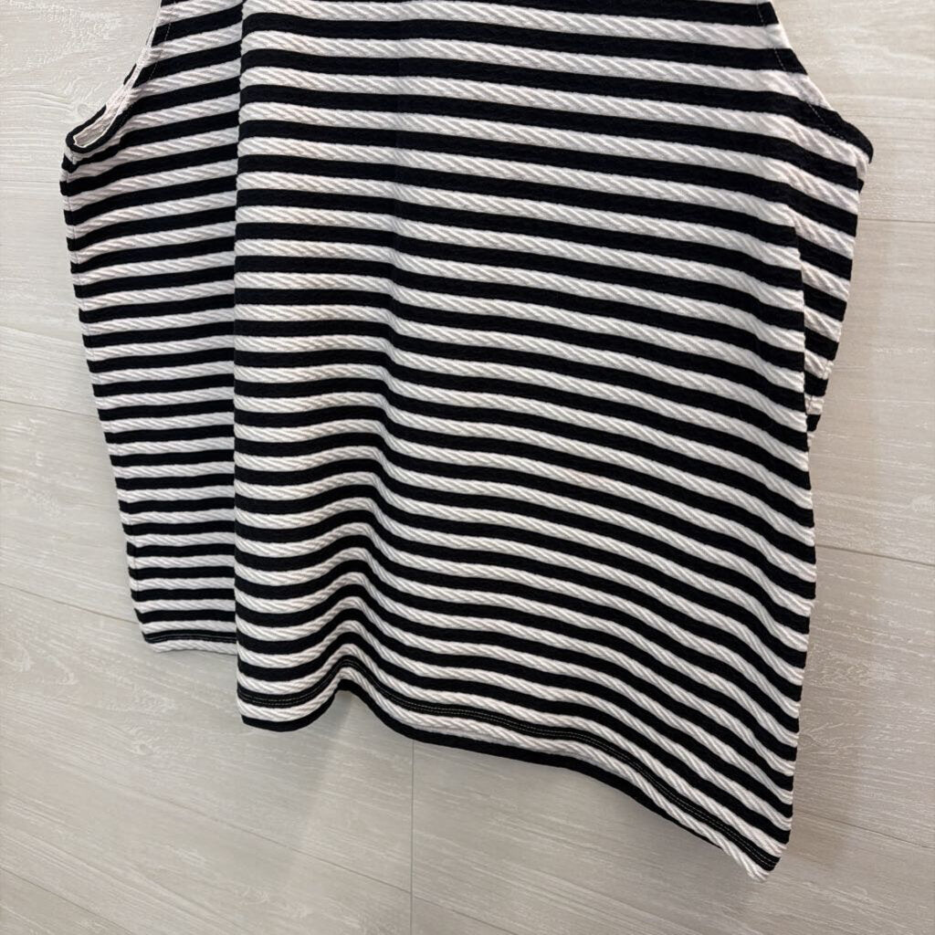 Ann Taylor White/ Black Striped Tank Top Extra Large