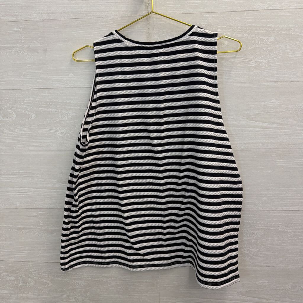 Ann Taylor White/ Black Striped Tank Top Extra Large