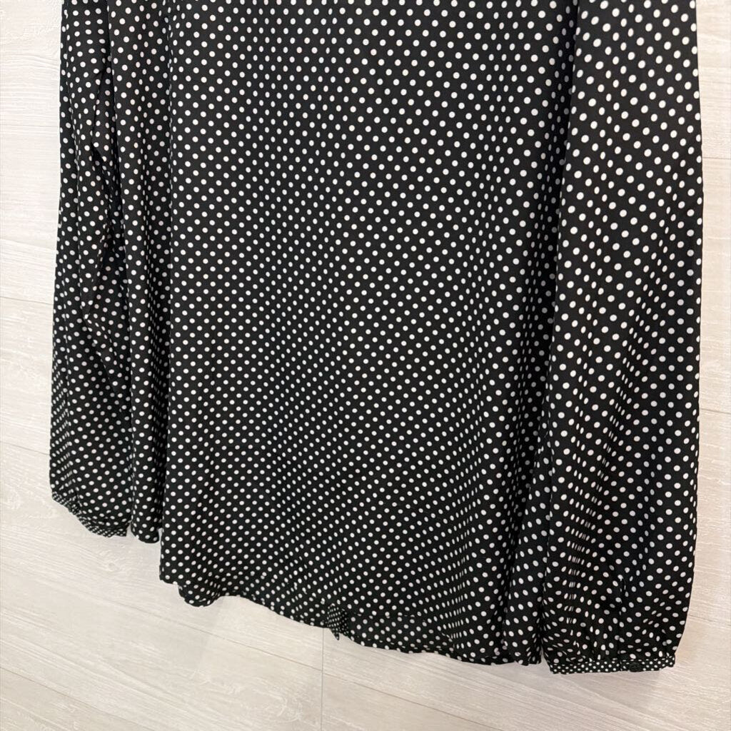 Ann Taylor Black/ White Polka Dot Print Long Sleeve Top Extra Large