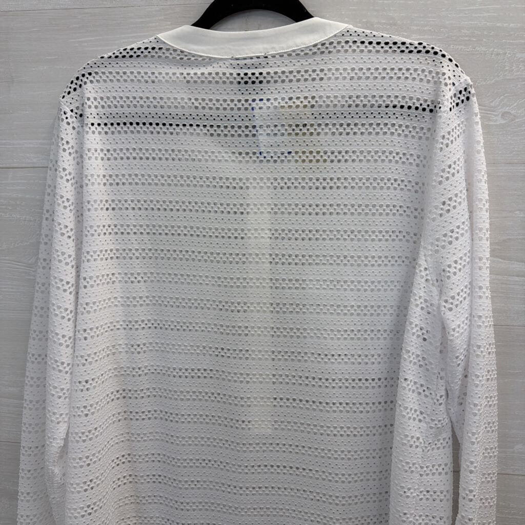 Ann Taylor White Open Knit Mesh Long Sleeve Top Extra Large