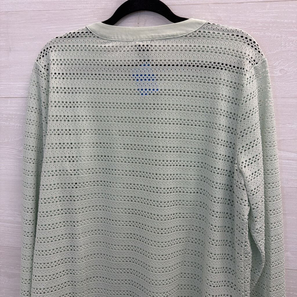 Ann Taylor Mint Green Open Knit Mesh Long Sleeve Top Extra Large