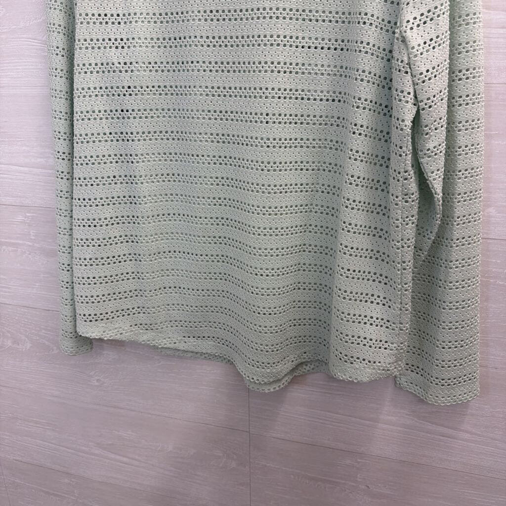 Ann Taylor Mint Green Open Knit Mesh Long Sleeve Top Extra Large