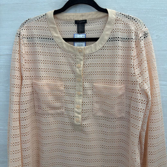 Ann Taylor Pink Open Knit Mesh Long Sleeve Top Extra Large