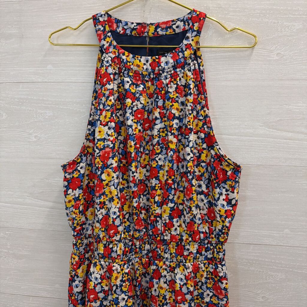 Ann Taylor Navy/ Multi Floral Print High Neck Maxi Dress Extra Large Tall