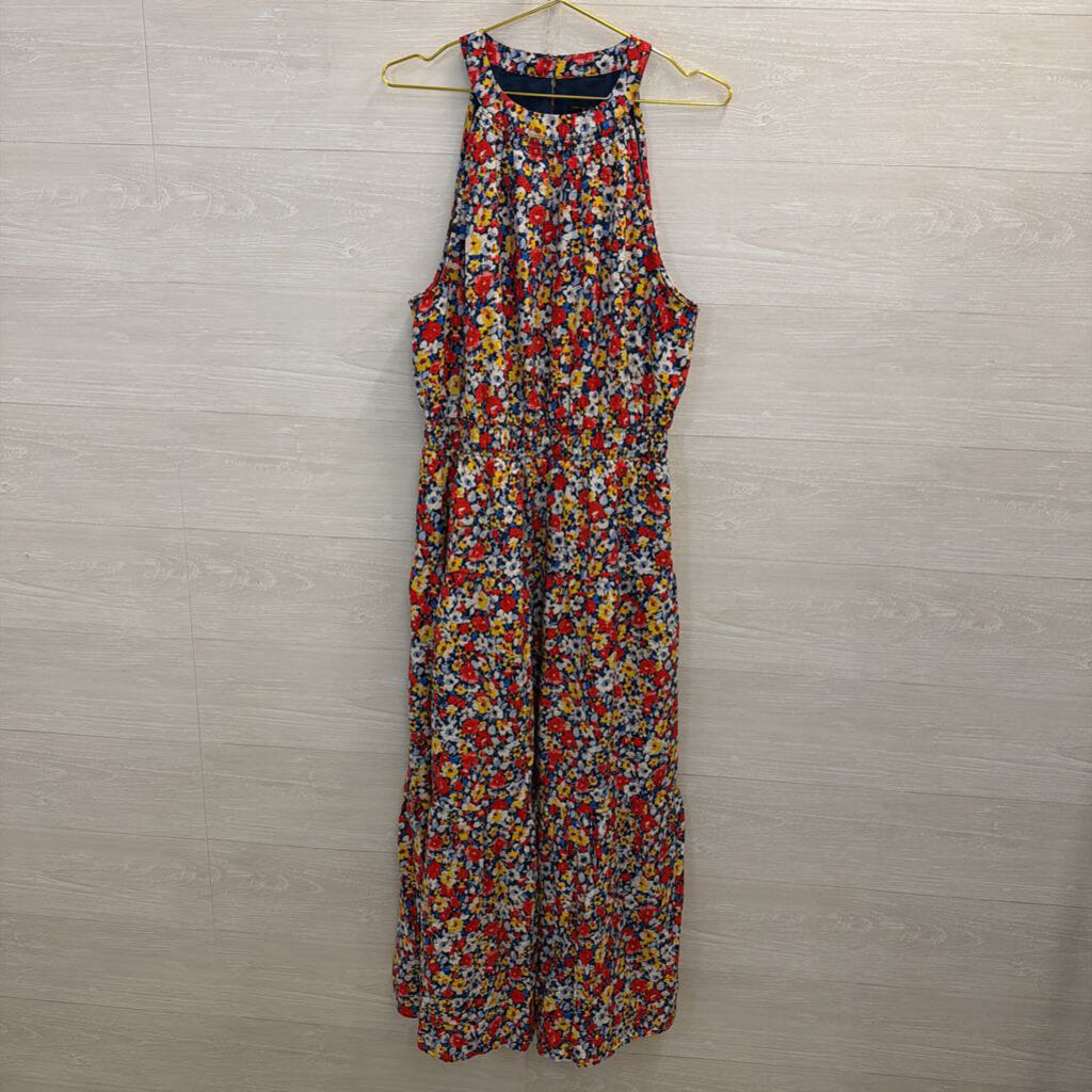 Ann Taylor Navy/ Multi Floral Print High Neck Maxi Dress Extra Large Tall