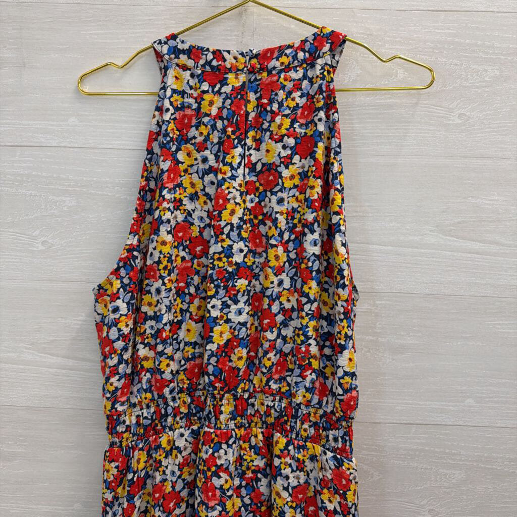 Ann Taylor Navy/ Multi Floral Print High Neck Maxi Dress Extra Large Tall