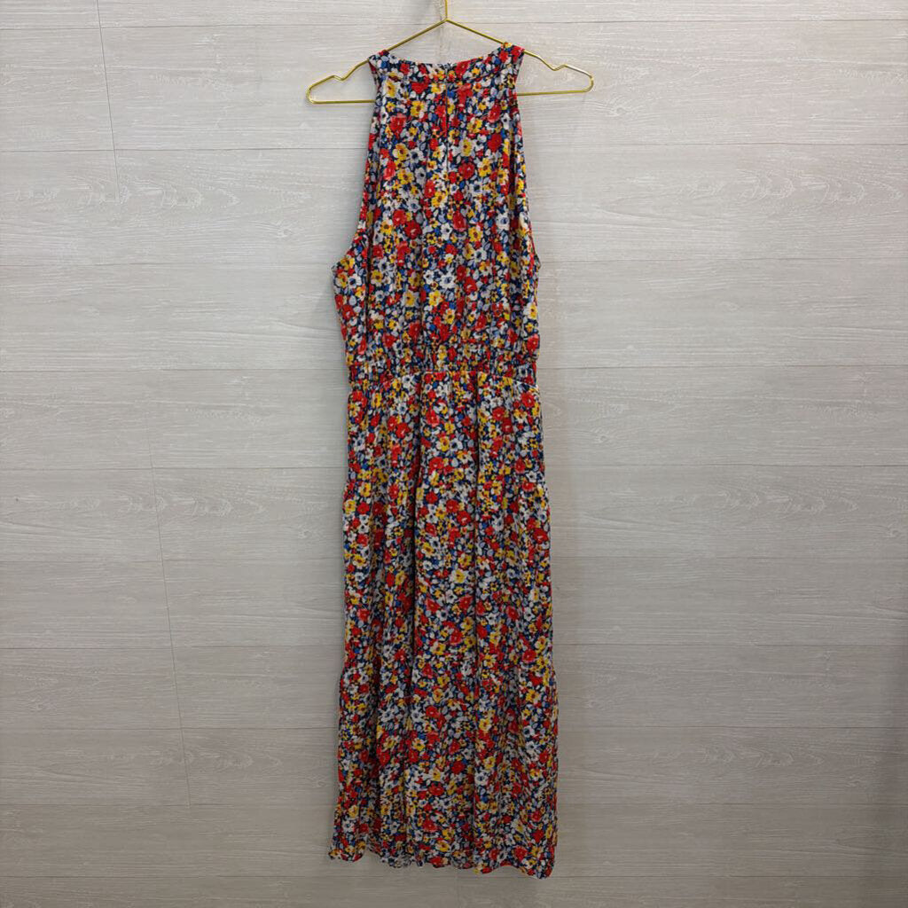 Ann Taylor Navy/ Multi Floral Print High Neck Maxi Dress Extra Large Tall