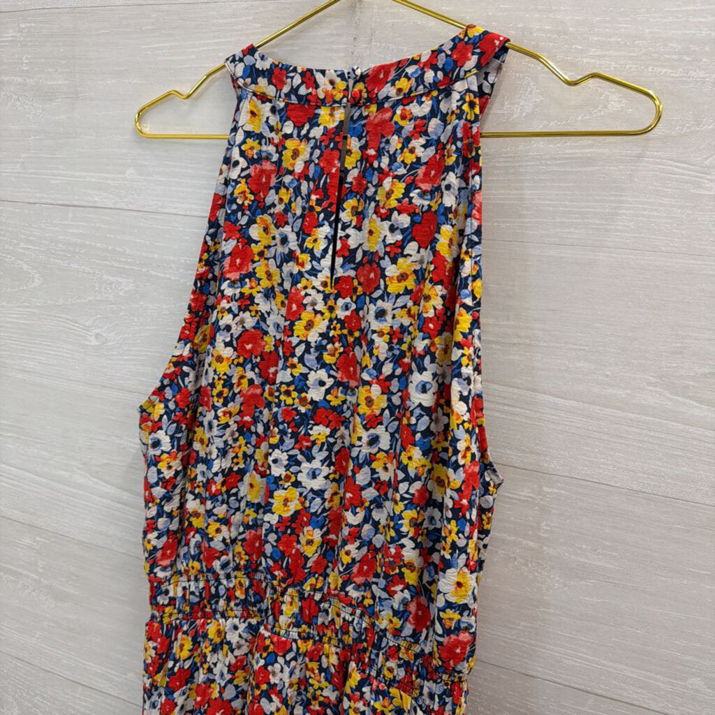 Ann Taylor Navy/ Multi Floral Print High Neck Maxi Dress Extra Large Tall