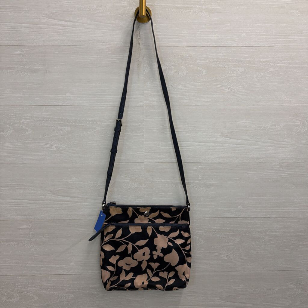 Kate Spade Navy/ Pink Nylon Jae Garden Vine Crossbody Purse