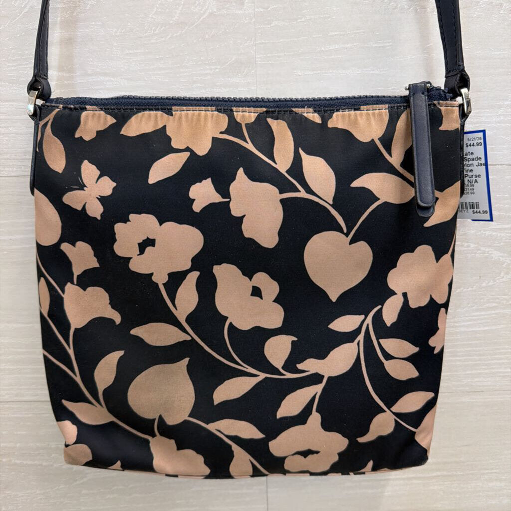 Kate Spade Navy/ Pink Nylon Jae Garden Vine Crossbody Purse