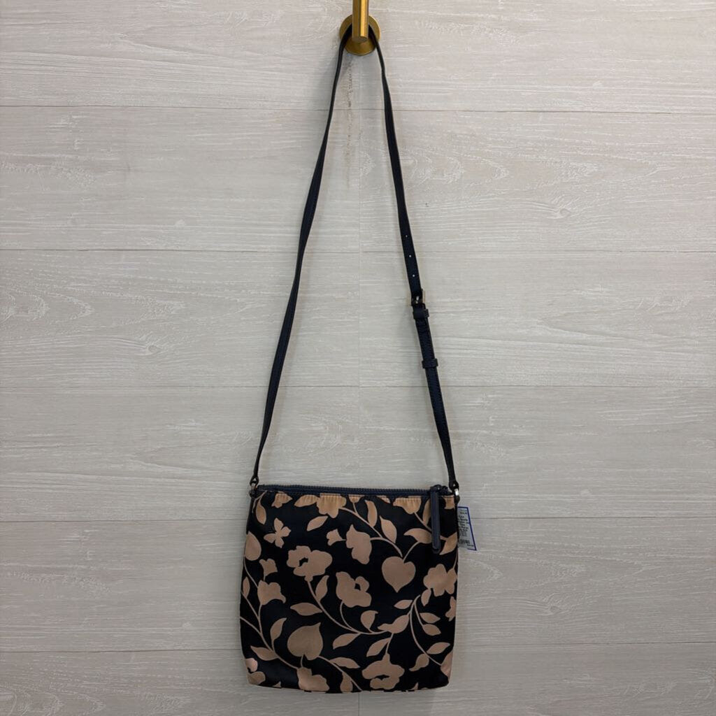 Kate Spade Navy/ Pink Nylon Jae Garden Vine Crossbody Purse