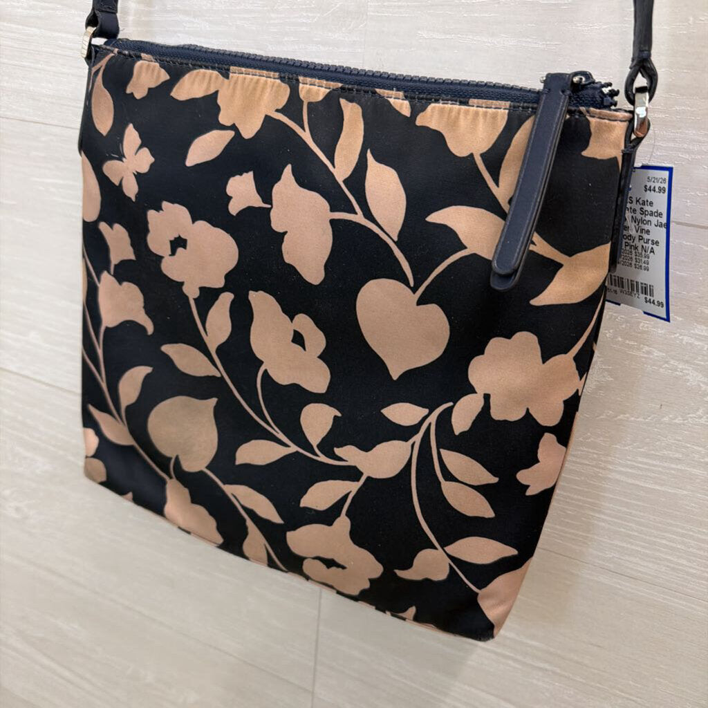 Kate Spade Navy/ Pink Nylon Jae Garden Vine Crossbody Purse