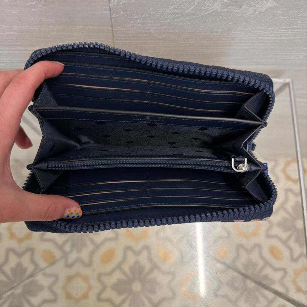 Kate Spade Navy/ Pink Garden Vine Continental Wallet