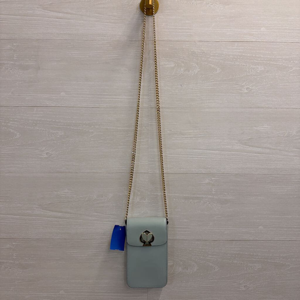 Kate Spade Blue Leather Nicola Twistlock North South Flap Crossbody Purse