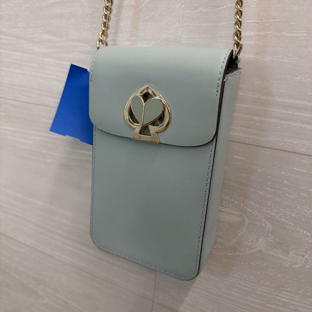 Kate Spade Blue Leather Nicola Twistlock North South Flap Crossbody Purse