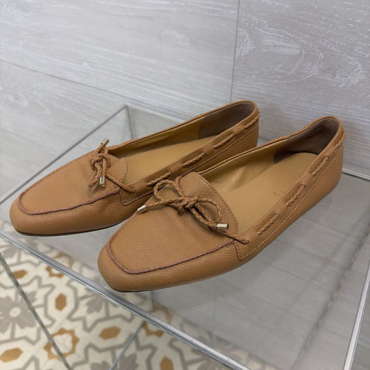 Talbots Brown Leather Becca Tie Loafer Flats 8.5